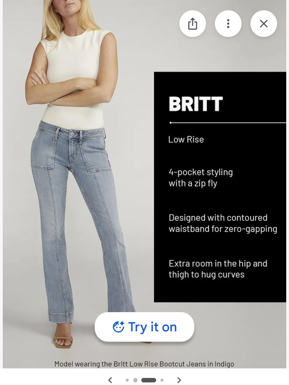 Silver Jeans Light Blue Flare Jeans with Front Patch Pockets “Britt Bootcut”
